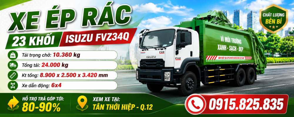 XE ÉP RÁC 3 CHÂN ISUZU FVZ34Q 21 KHỐI