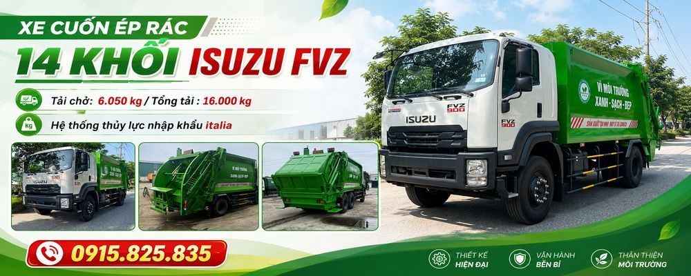 XE CUỐN ÉP RÁC 14 KHỐI ISUZU FVR34LE4