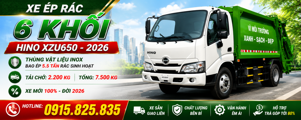 BÁN XE ÉP RÁC 6 KHỐI HINO XZU650 E5-2024